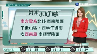 南方雲系北移 午後留意局部較大雨勢