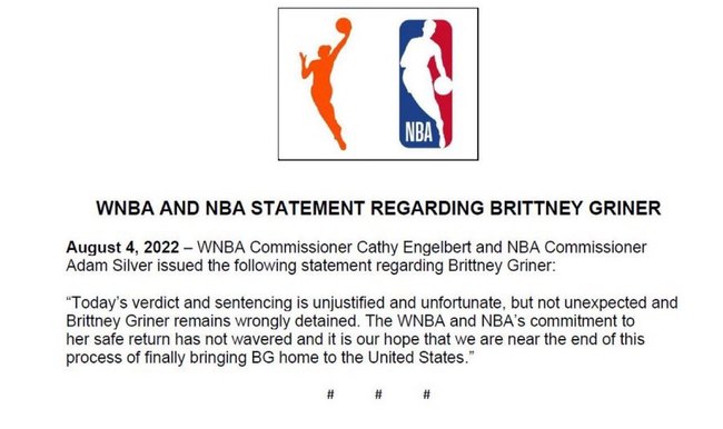 WNBA球員遭俄控攜毒判9年半 NBA.WNBA聯合聲明譴責 | 華視新聞