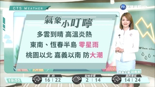 高溫炎熱 留意午後中南部地區及各山區局部大雨