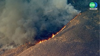 美國洛杉磯北部公路野火 消防員全力灌救