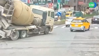 疑中秋烤肉酒沒醒! 水泥車駕駛翻車險撞店家