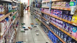 餘震震度達5強 花蓮玉里超市貨物灑一地