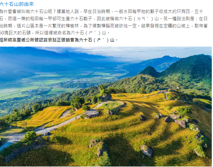 圖片翻攝自 花東縱谷國家風景區管理處  官網