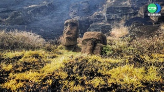 智利復活節島森林大火 摩艾石像燒到焦黑