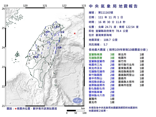 地震！16:30左右東部海域發生有感地震 宜蘭花蓮震度3級 | 華視新聞