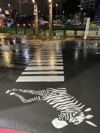 「真的」斑馬線!人行道驚見馬頭 網友:這才是我要的斑馬線