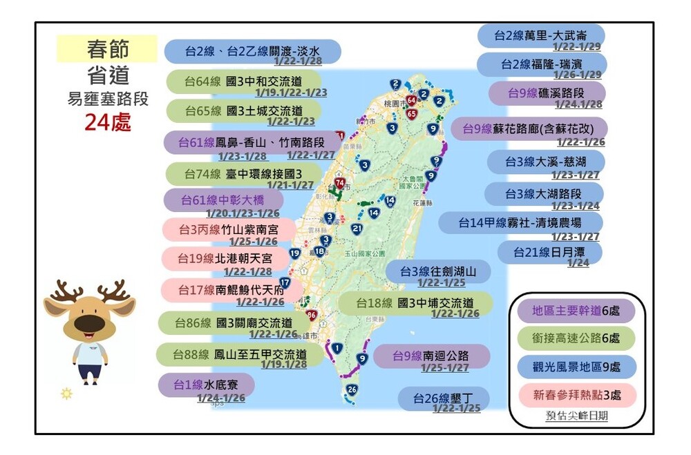 台灣24處易壅塞路段(圖/公路總局提供)