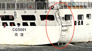 不敵11級強風！　海巡署4千噸級嘉義艦擦撞碼頭