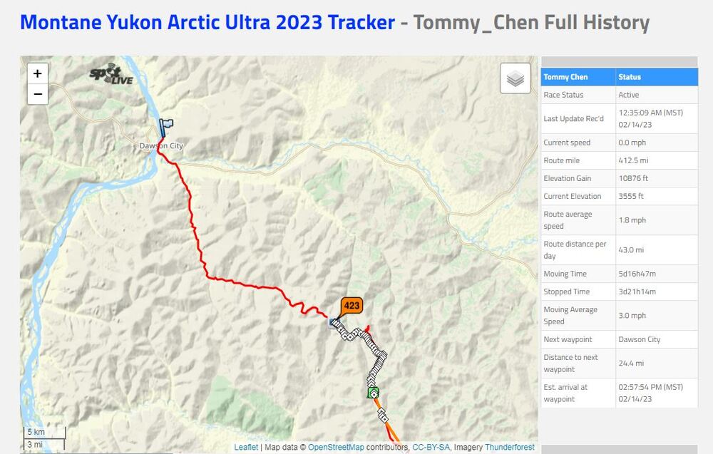 圖/Montane Yukon Arctic Ultra 2023 Live Tracker