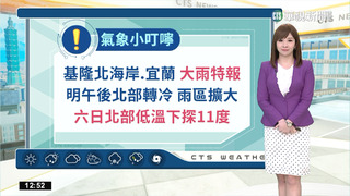 北海岸局部大雨　西臺留意低雲霧