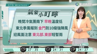 晚起冷空氣南下北台轉冷　西台溫差東台長浪