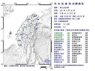 快訊／09：45連續地牛翻身！震央花蓮震度達4級