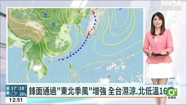 鋒面通過「東北季風」增強　全台濕涼、北低溫16度 | 華視新聞