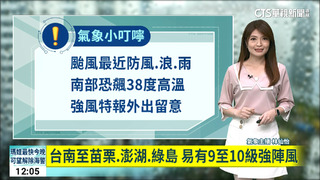 台南至苗栗.澎湖.綠島 易有9至10級強陣風