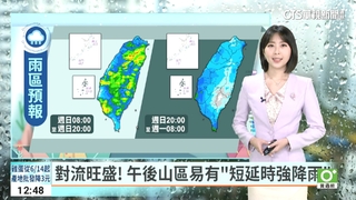 對流旺盛！午後山區易有「短延時強降雨」