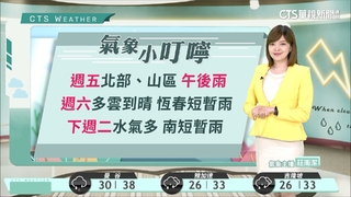 清晨上午西半部局部雨　午後雷雨增局部雨勢大