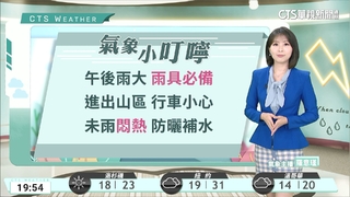 中午前普遍悶熱　午後天氣不穩定慎防局部大雨