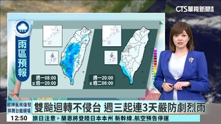 雙颱迴轉不侵台　週三起連3天嚴防劇烈雨
