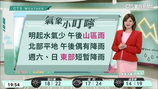 白天熱午後雷陣雨　各地山區留意局部大雨