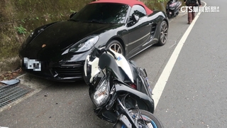 騎士北宜跑山　失控自摔撞保時捷　恐賠30萬元