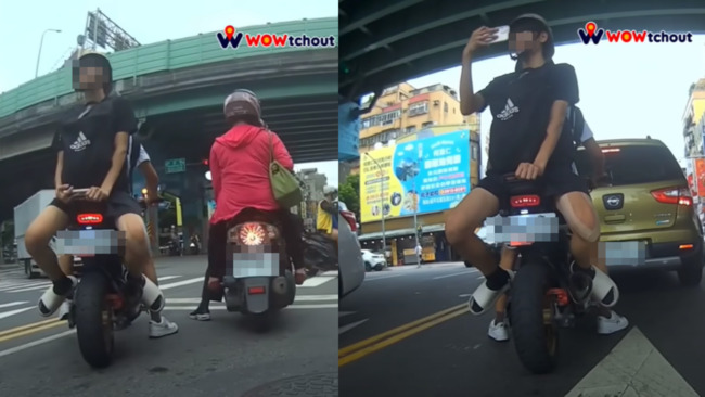 男反戴安全帽「反向」跨坐機車後座　引網酸：猴子逼車警報器 | 華視新聞