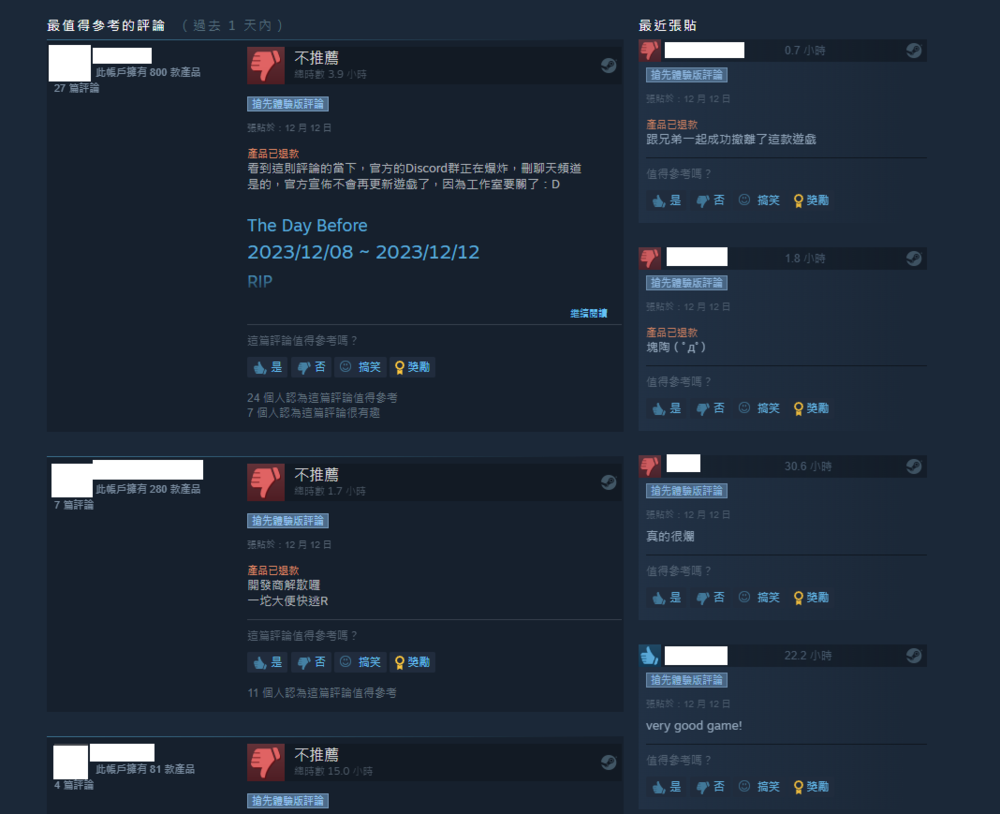 《The Day Before》上市4天 開發商拋「倒閉」震撼彈　玩家怒噴：詐騙 | 圖片翻攝自 Steam 頁面