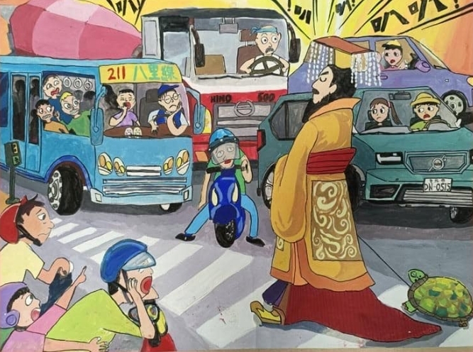 一名國中生繪製的《帝王條款》作品掀起熱議。圖／翻攝自「東興國中」臉書粉專