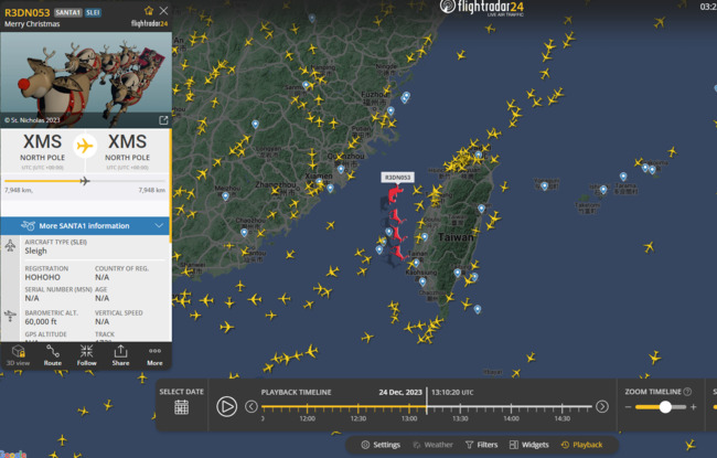 航班飛行資訊網站公開「耶誕老人的行蹤」　晚間9點15分曾經過台灣 | 華視新聞
