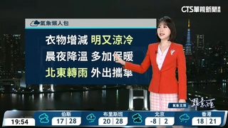 明晨鋒面通過北東轉濕涼　東北季風增強或大陸冷氣團南下