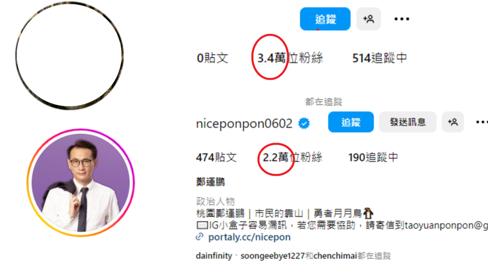 鄭運鵬與兒子追蹤數 / 圖片翻攝自 IG