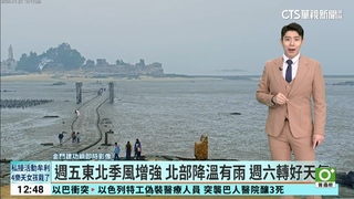 週五東北季風增強 北部降溫有雨 週六轉好天氣