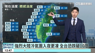 強烈大陸冷氣團入夜更凍　全台恐跌破10度