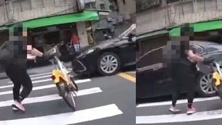 新北學生走斑馬線未受禮讓　他怒推Ubike撞行駛中汽車