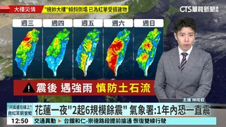 花蓮一夜「2起6規模餘震」　氣象署：1年內恐一直震