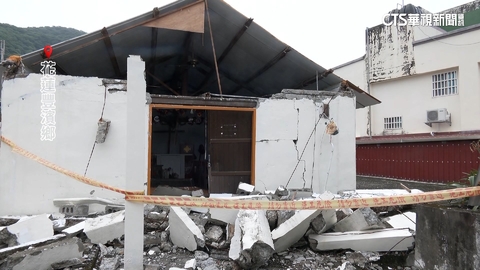餘震毀豐濱磯崎村天主堂 門口梁柱全震垮
