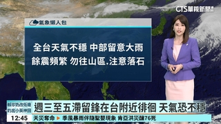 今全台雷雨!  入夜雨緩 週二下午起鋒面接近