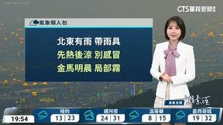 西晴東雨　東半部較大雨勢