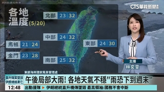 鋒面接近降雨機率增　午後局部大雨