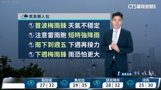 鋒面影響　各地降雨機率高