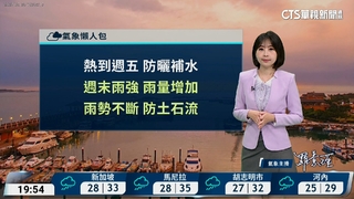 中南部降雨增　留意午後局部大雨