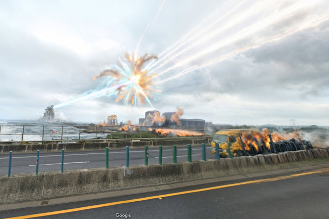 Google街景出現「八里垃圾焚化廠大戰哥吉拉」　網朝聖：太酷啦 | 華視新聞