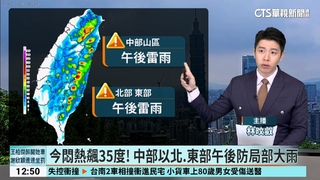 今悶熱飆35度！　中部以北.東部午後防局部大雨