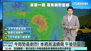 今雨勢最劇烈！　本週高溫續飆　午後防雷雨