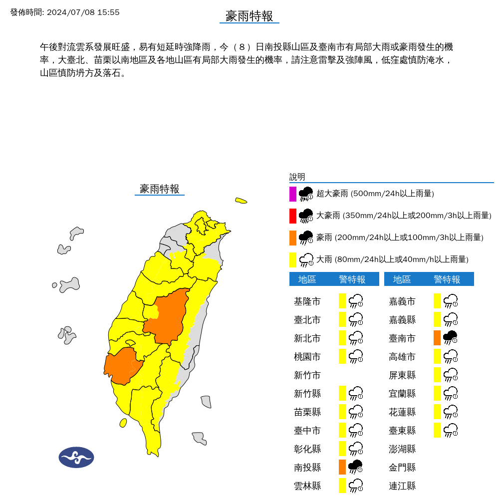 圖片翻攝自 氣象署 官網