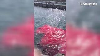 疑廟宇裝修油漆染紅海面　小琉球遊客：不可取