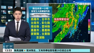 大雷雨警訊再發！　中南部留意劇烈天氣