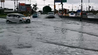 氣象署發布強降雨　台東市區道路多處積水