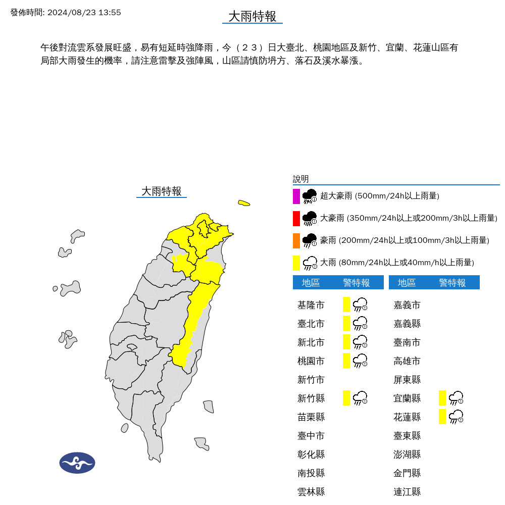 圖翻攝自 氣象署 官網