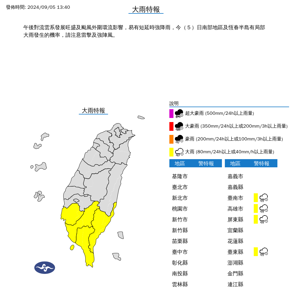 圖片翻攝自 氣象署 官網