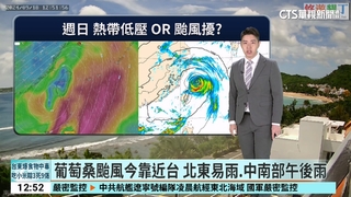葡萄桑颱風今靠近台　北東易雨.中南部午後雨